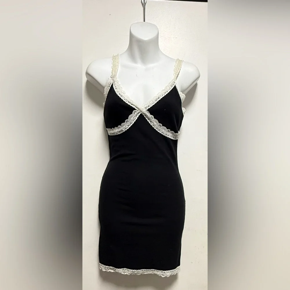 Garage Black Chemise with White Lace Size Xs